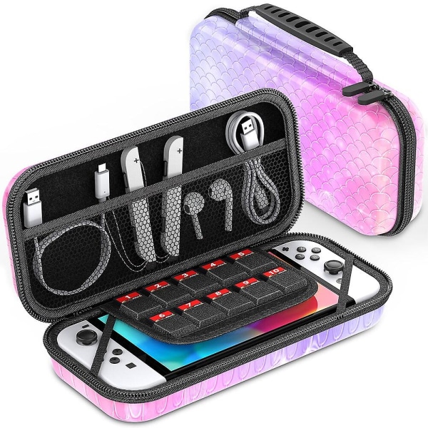 Vattentät väska med stor kapacitetsbrytare Skyddande case för Nintendo Switch-konsol Spelplatta Kabeltillbehör Liten väska rosa