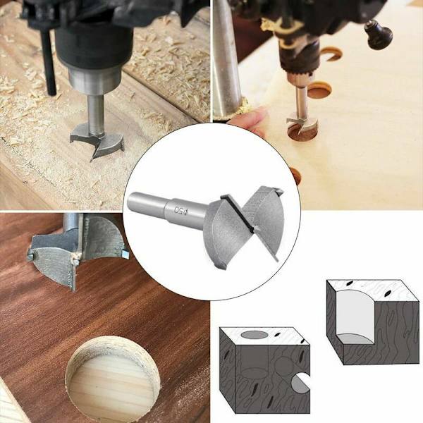 Träborr 50mm Karbid Träförsänkning Montering Kulspets Trä Dörrar Lådor Plywood Hjälper dig att snabbt göra rena platta hål i trä