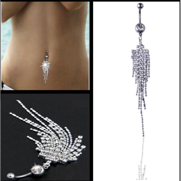 Tofs Hänge Cubic Zirconia Navel Ring Kvinnor Kroppssmycken