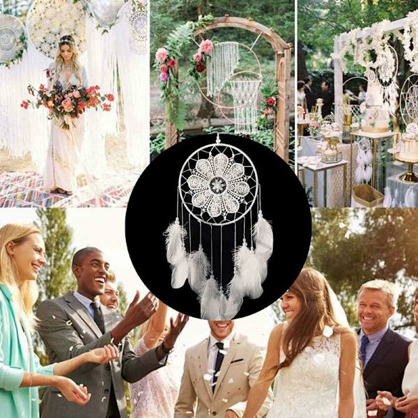 Vindklockor Handgjorda Fjäder Bohemisk Etisk Drömfångare Väggdekoration Heminredning Prydnad Bröllopsfestival Hantverk Present Vit