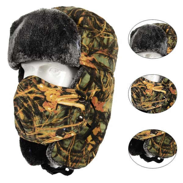 Mænd Hat Camouflage Fortykke Efterår Vinter Varm Koreansk Stil Øre Klap Hat Til Udendørs（Grå）