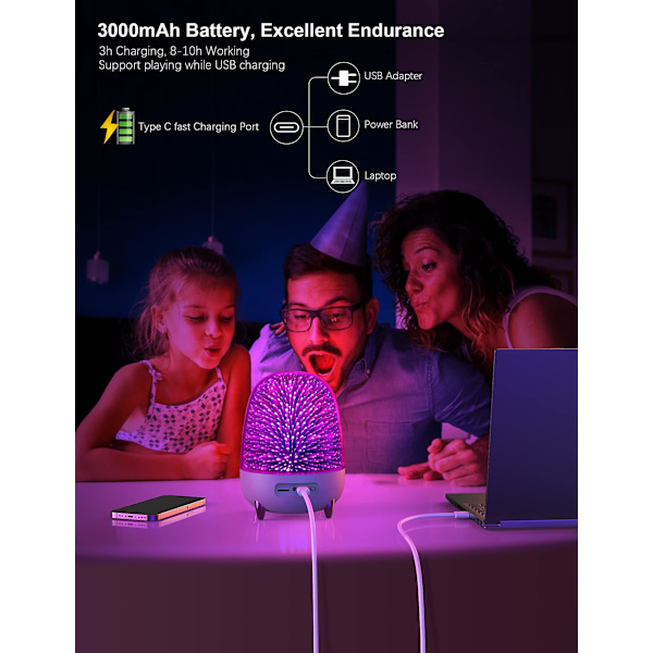 Lättvikts Bluetooth-högtalare, 3000 mAh batteri, med fjärrkontroll
