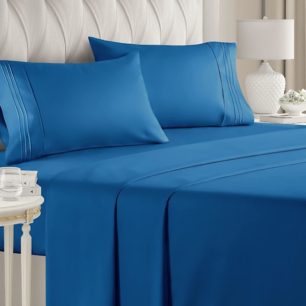 Queen size lakanset - Andningsbara och kylande lakan - Hotell lyxiga lakan för kvinnor, män barn och tonåringar - Djupa fickor - 4-delat set - Mjukt och skrynkelfritt