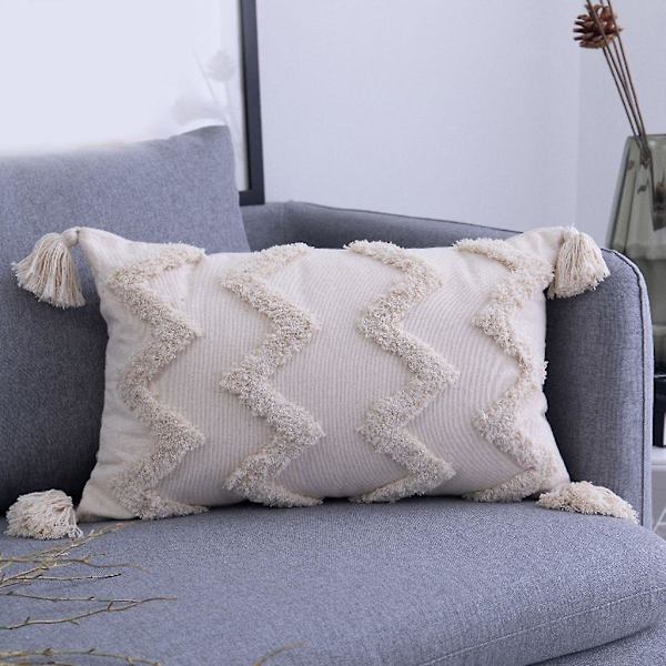 Set med 2 dekorativa kuddfodral med tofsar, fransar, prydnadskudde, boho, supermjuka kuddfodral, tofsar, dekor, 18*18 tum 45*45 cm beige（45*45 cm，beige）
