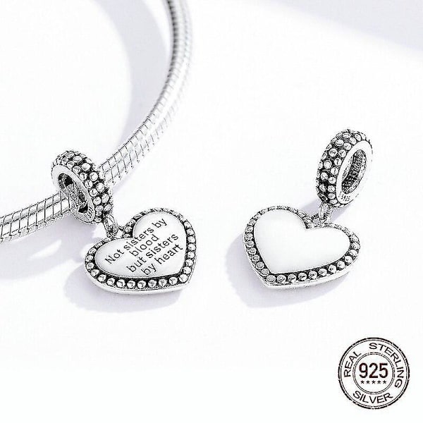 Retro Hjärtformad Syster Halsband Pärlor Berlock Silver Smycken