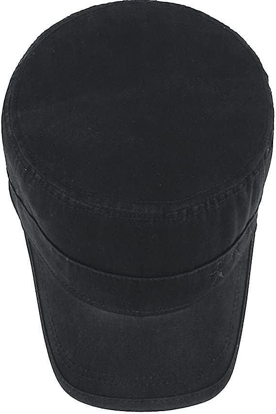 Herre Bomulds Flat Peak Baseball Twill Hær Militær Regiment Hat Visor Sort