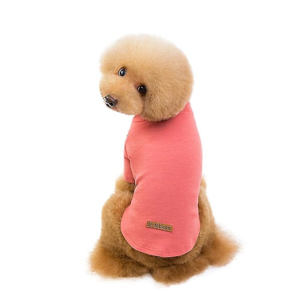 Pet Solid Color Shirt Pet Fashion Cotton Clothes Pet Leisure Costume Teddy Undershirt Pajamas (rosa,