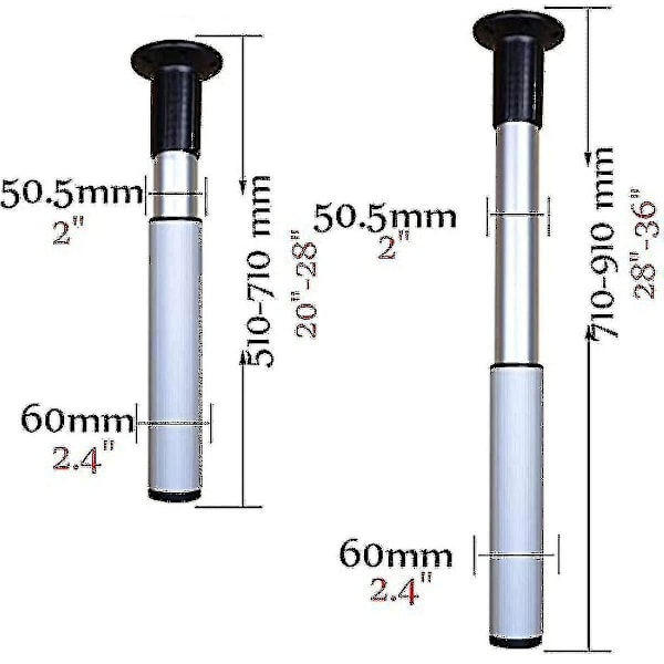 Justerbare støtteben i aluminiumlegering Sammenleggbare bordben Løft 51-71 cm