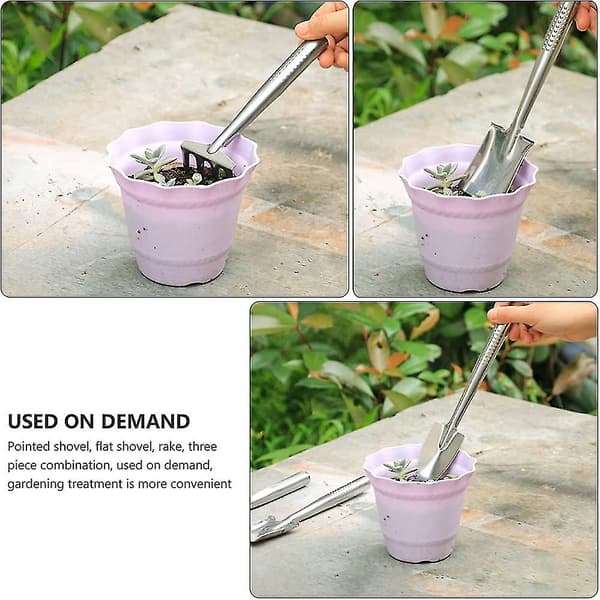 3-pack rostfria spatelspadar trädgårdsbonsai kratta
