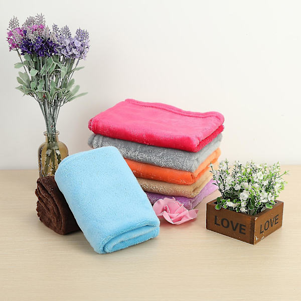 Coral Fleece Tæpper Super Bløde Shaggy Universelle Ensfarvede Fleece Tæpper Til Sofa Qinhai（50x70cm，Sort）