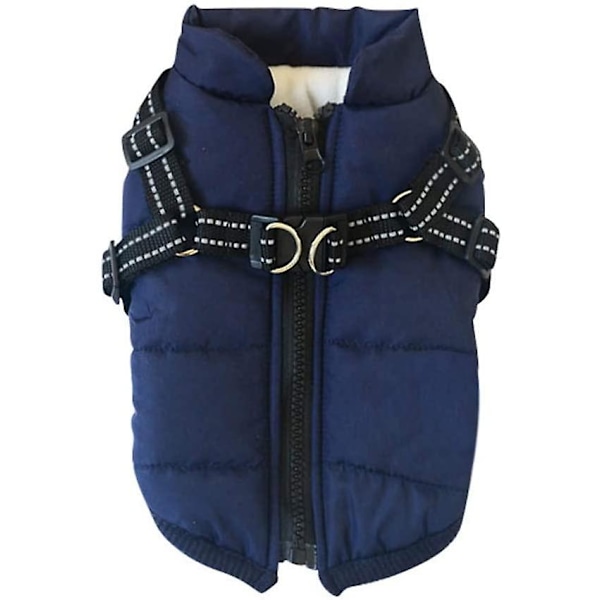 Vinterjakke til hund, vestjakke, hundekåbe, hundetrøje, kæledyrsskidragt, ærmeløs bomuldsvest med brystrem, skulderstropper, xl, mørkeblå (XL, mørkeblå)