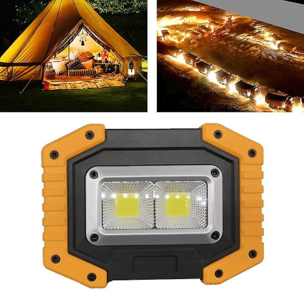 Led uppladdningsbart arbetsljus, strålkastare batterisäkerhetsljus utomhus cob strålkastare campingljus med USB vattentät