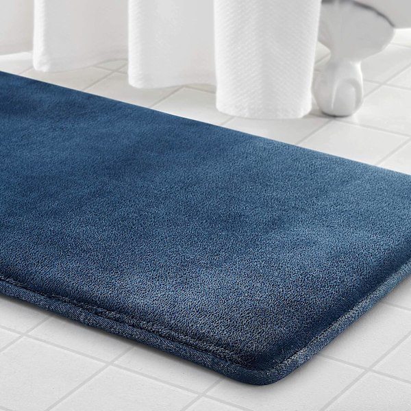 Muisti vaahtokylpymatto liukumaton imukykyinen ultra mukava samettinen kylpyhuone matto (24\" X 48\", laivasto) (24\" * 48\", laivasto)