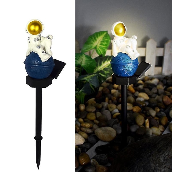 Solar Astronaut Hage Stake Light, Astronaut Figurine Plen Lampe, Utendørs Lampe For Hage Plen Landskap（B）