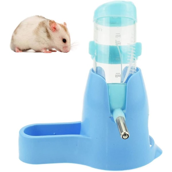 Ppiao 3 i 1 Hamster Hängande Vattenflaska Husdjur Automatisk Dispenser Med Bas För Dvärghamster Mus Råtta Igelkott 80ML Blå