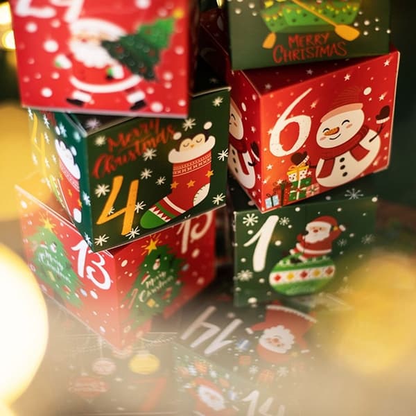 24 Adventskalenderbokser, Fyllbare gaveposer for nedtelling til jul