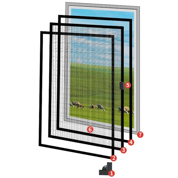Fönsterfluga, 80 x 100 cm myggnät med magnet, insektsnät för fönster (grå)