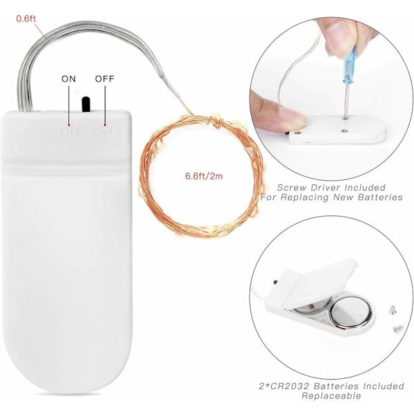 LED-slingor, batteridrivna färgskiftande blixt med fjärrkontroll, koppartråds eldflugor