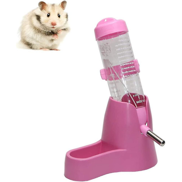 Ppiao 3 i 1 Hamster Hängande Vattenflaska Husdjur Automatisk Dispenser Med Bas För Dvärghamster Mus Råtta Igelkott 125ML Rosa