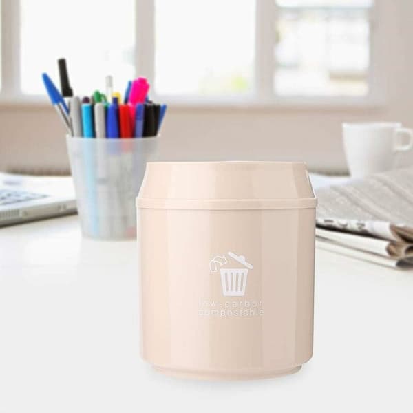 Mini Squeeze Trash Can Liten plast papperskorg med lock kontor soffbord byrå
