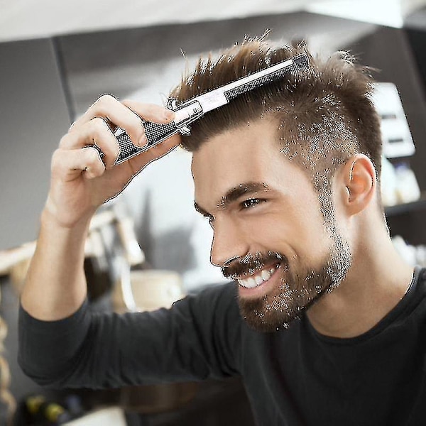 Switch Blade Kam Automatisk Trykknapp Folding Barber Lomme Flick Hår For Skjegg Mustache Hode