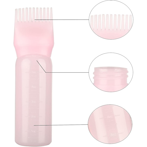 1-pack rosa hårfärgningsborste flaska rotkam applikatorflaska hårfärgningsfärgapplikator hårbottenbehandlingsflaska (rosa)