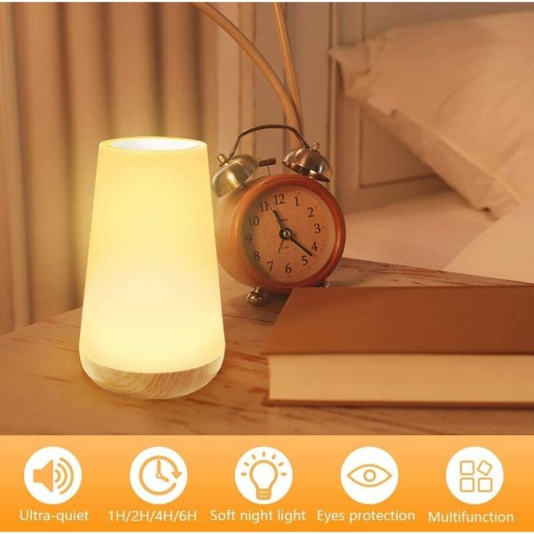LED nattlampa, touch nattlampa med 7 växlande färger, laddningsbar bordslampa med varmvitt ljus för sovrum, baby mm