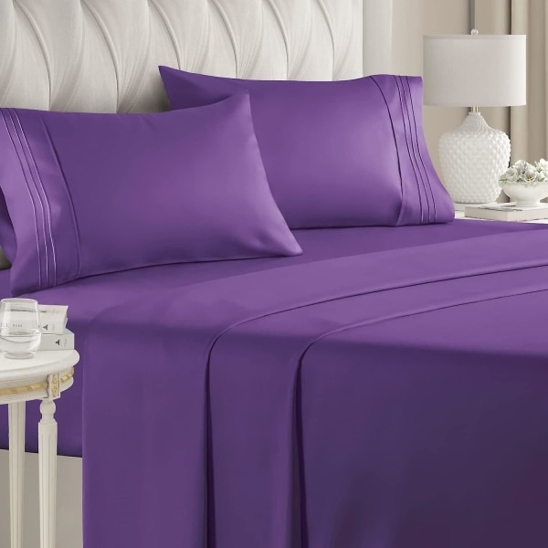 California King Size Lakanuppsättning - Andningsbara & Kylande Lakan - Hotell Lyx Sängkläder - Extra Mjuka - Djupa Fickor - Lätt Passform - 4 Delar Set - Rynkfri