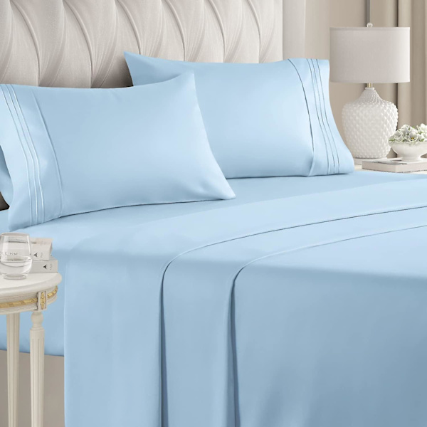Queen size lakanset - Andningsbart & kylande - Hotell lyx sängkläder - Extra mjukt - Djupa fickor - Lätt passform - 4-delat set - Rynkfri - Bekväm - Li