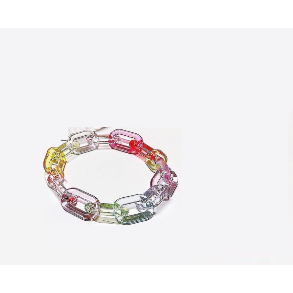 2 st Rainbow Acrylic Chain Armband Färgglad Transparant Gem Chain