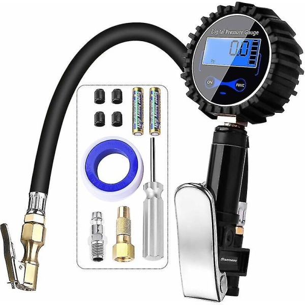 Digital Tire Pressure Gauge Pressure Gauge 200psi Inflator And Compressor Gun Nozzle With Lcd Display For Car Truck Motorcycle Bike Car Accessory