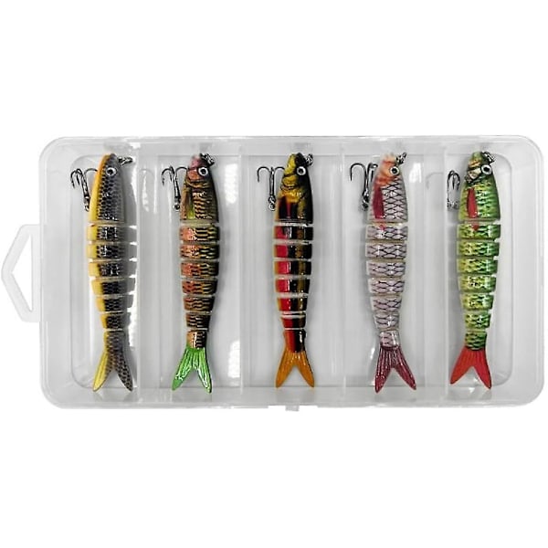 Fiske Hard Baits Kits - Muti-Sektion Leddede Støbebløde Lokker med Treble Kroge til Synkende Grej