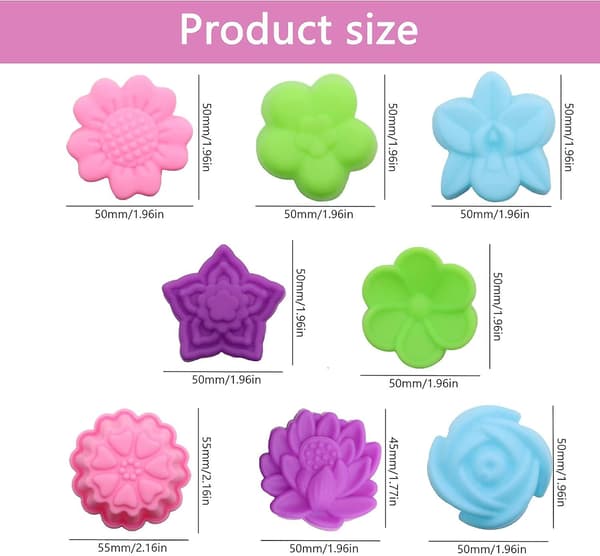 8 Former af Blomster Silikone Cupcake Cases Silikone Bagekopper 32 Silikone