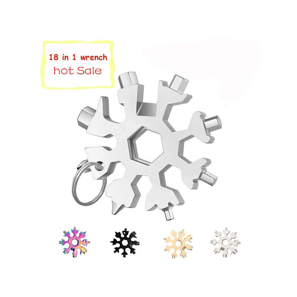 18-i-1 Snöflinga Verktyg Kort Combo Multifunktionell Snöflinga Skruvmejsel Snöflinga Skiftnyckel Verktyg Snöflinga Verktygskort 1st(Silver)