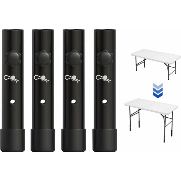 Set med 4 bordsbensförlängare för fällbord och raka ben, justerbara fällbara bordsbensförhöjare, för höjd (19,8 cm)