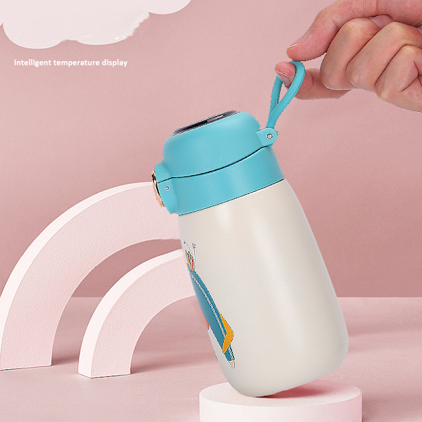 Temperaturdisplay Bärbar Rostfritt Stål Isolerad Vattenkopp Grön 320ml