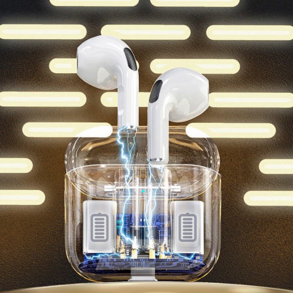 trådlöst bluetooth headset beröringsbrusreducerande semi-in-ear 5.0 Vit