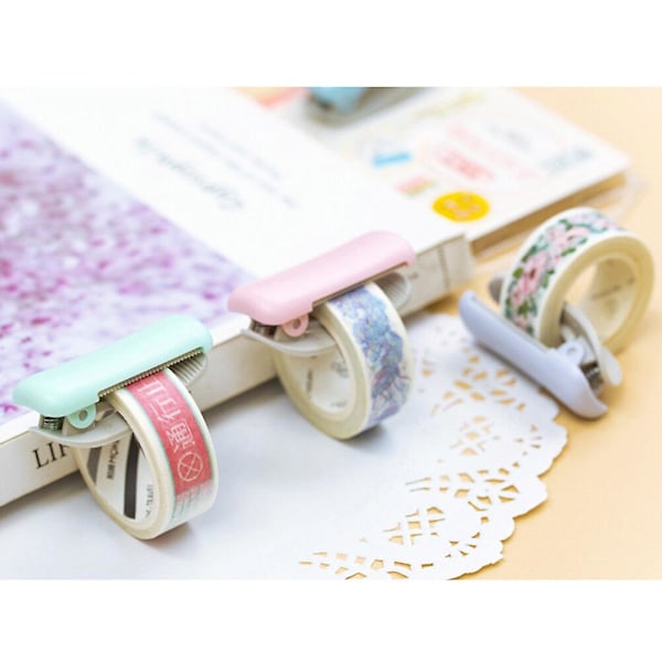 Mini Washi Tape Dispenser Kawaii Bærbar Plast Kontor Tape Cutter