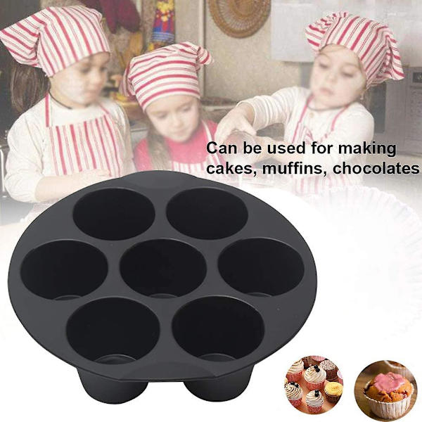 Sæt med 2 runde silikone muffinforme 18 cm, til 7 muffins og kager, nemme at rengøre