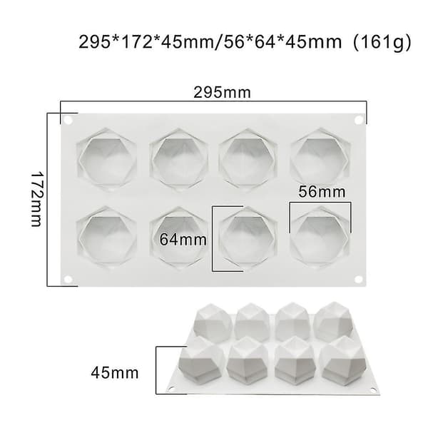 Kubeforme 3D silikone kagebageforme til mousse, dessert, bagværk, budding og chokolade (B)