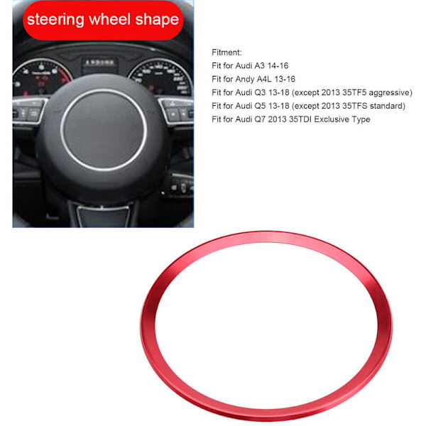 Aluminiumlegering Bilratt Ring Cover Trim för Audi A1 A3 A4 A5 A6 Q3 Q5 Röd