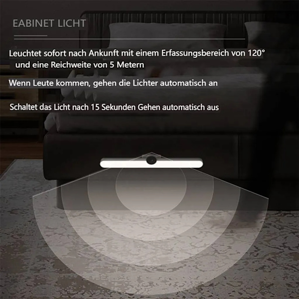 40 cm LED-underbelysning med rörelsesensor, dimbar USB-laddningsbar