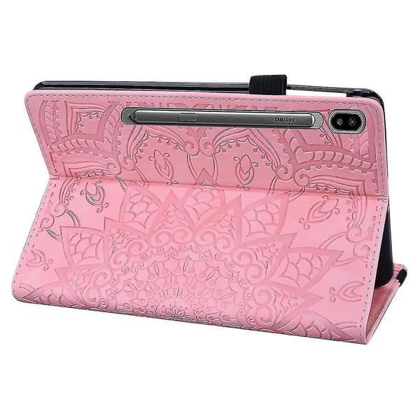 Präglad läderfodral för Samsung Galaxy Tab S7 (rosa)