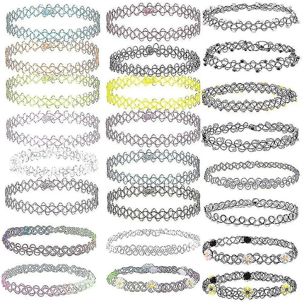 Goottilainen tatuointiriipus, tyttöjen choker-venytyskaulakorusarja (24 kpl