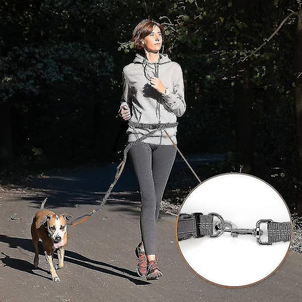 Evago Håndfri Hundekobbel, Justerbar Elastisk Joggeline