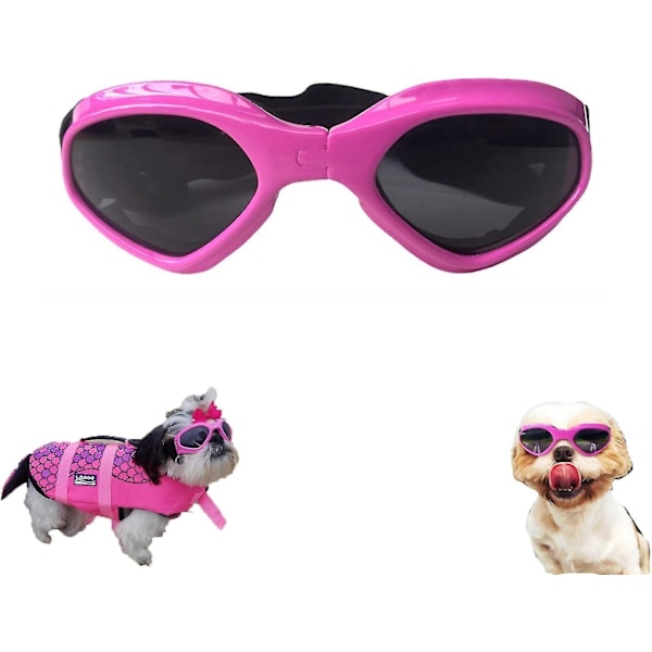 Hunde Goggles, Solbriller til kæledyr, Sammenfoldelige Hunde Goggles UV-beskyttelse Solbriller (Pink，L)