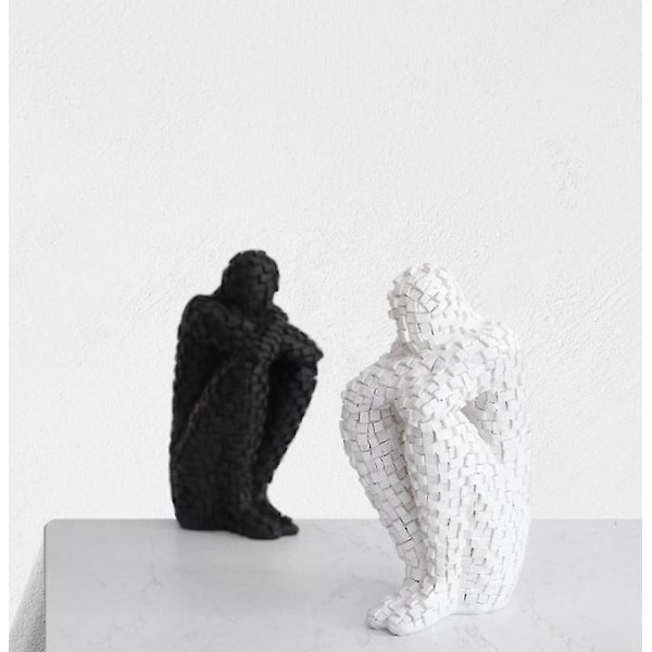 Mike Moderne Mosaikkskulpturer Enkle Moteskulpturer I Harpiks Moderne Skulpturer For Kontor Skrivebordsdekor For Kreativt Rom Hjem, Kontorstudie (hvit)