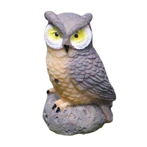 Miniatyr Ugle Resin Miniatyr Fugler Til Bonsai Håndverk Hjemmeinnredning Mikro Landskap Grå