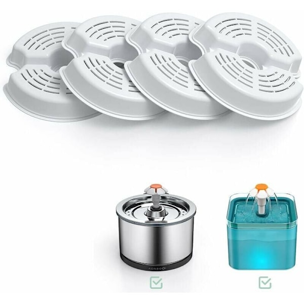 4-pack 2,5L kattblomsdrickfontänfilter passar rostfritt stål katt/hundfontän trippelfiltrering (lämplig för 2-4 månaders utbyte)