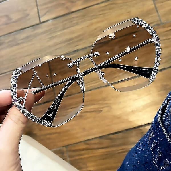 Mote Oversized Rimless Solbriller, Diamond Solbriller (Blå)